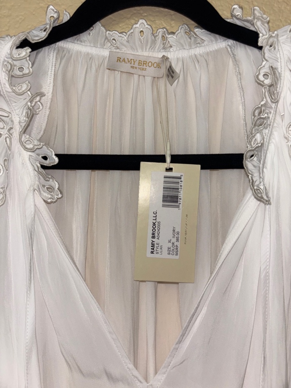 Ramy Brook Lilian Ruffle Eyelet Top White XL NWT - Picture 3 of 10